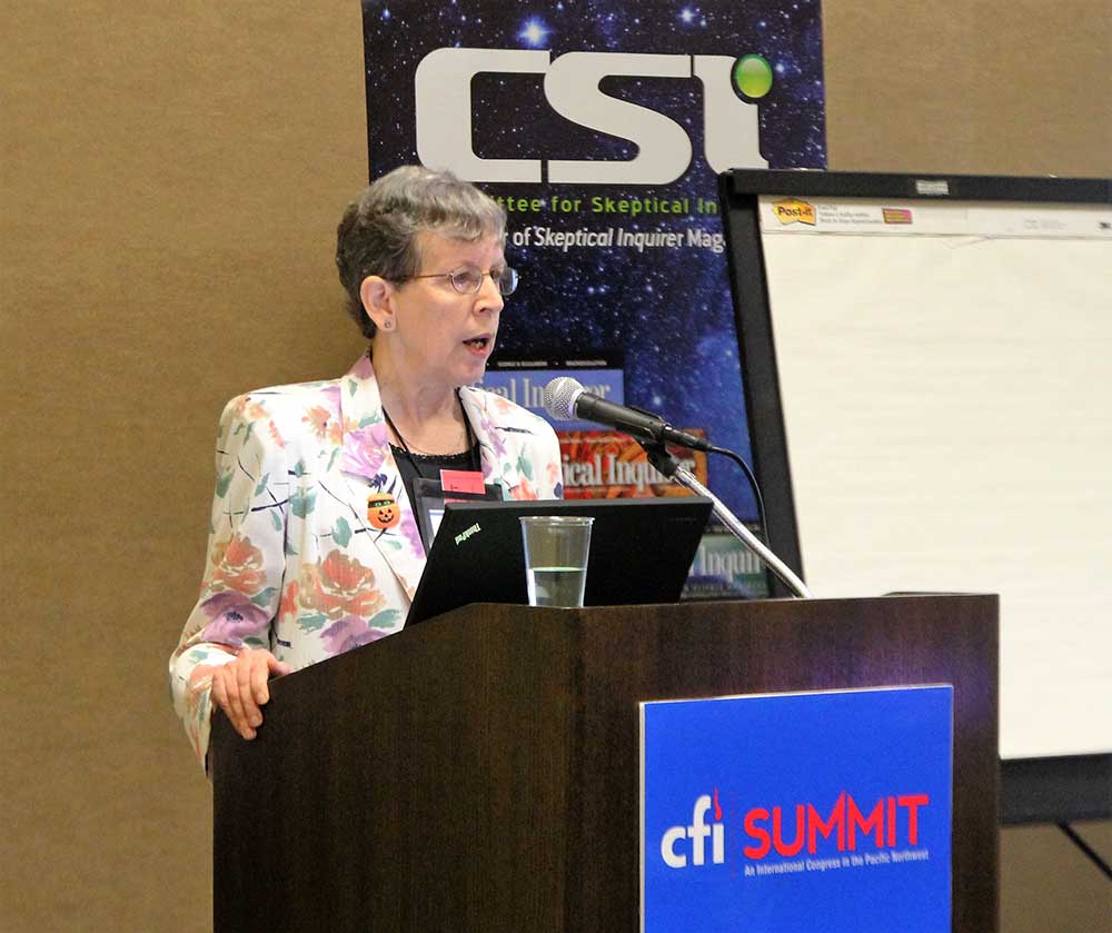 Harriet Hall speaking at the CFI Summit