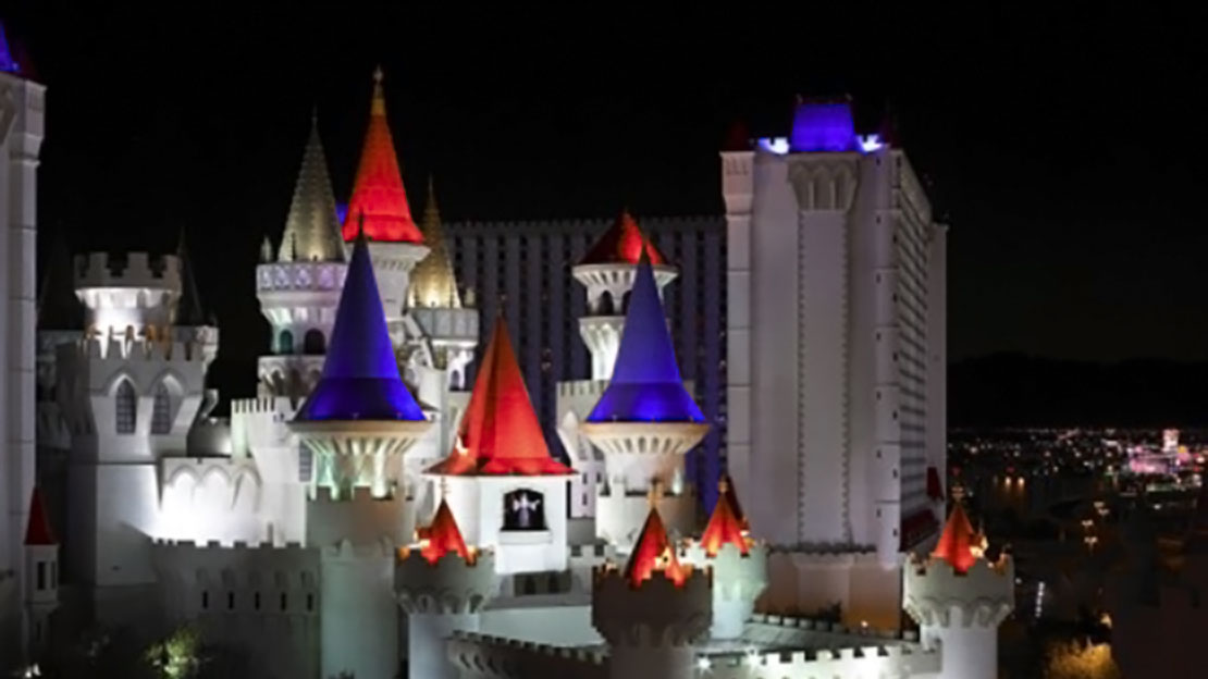 exterior night view of castle hotel